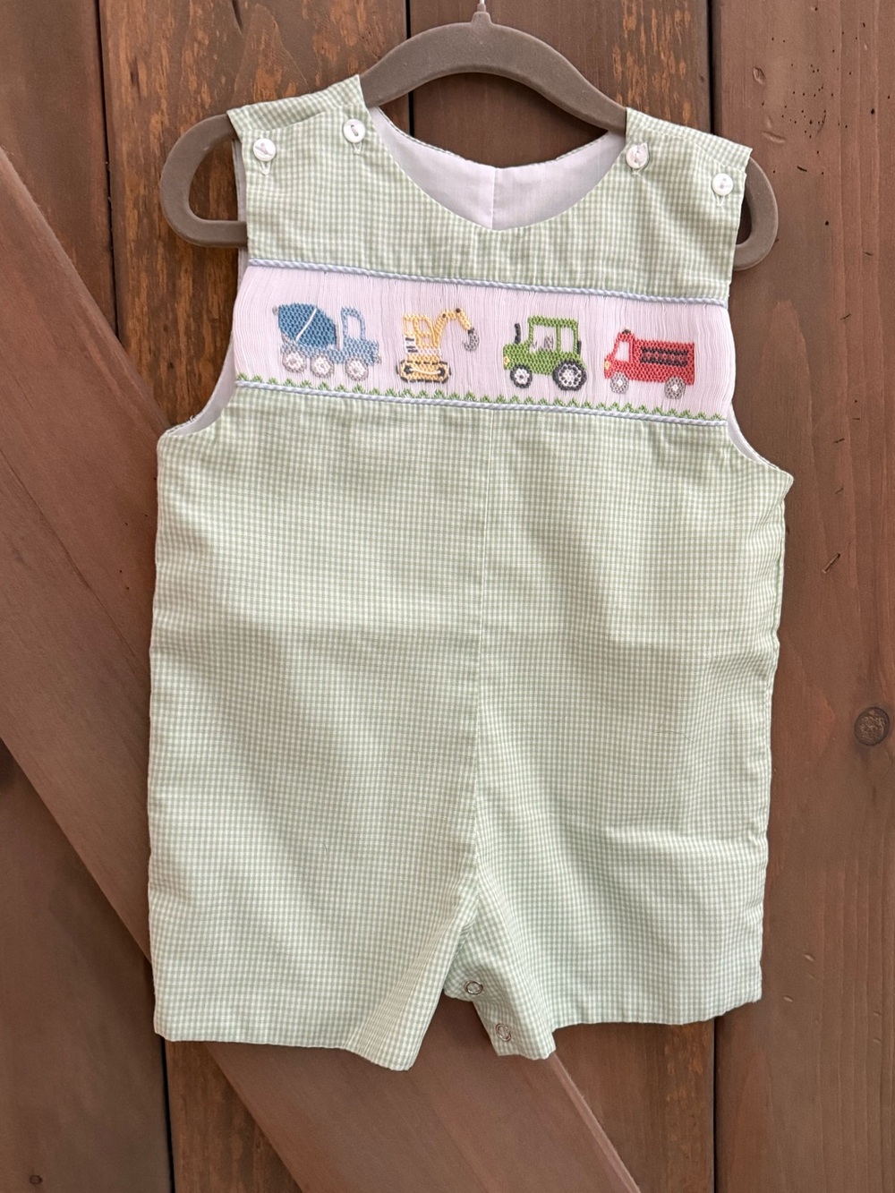 Lulu Bebe Smocked Truck Shortall Jon Jon